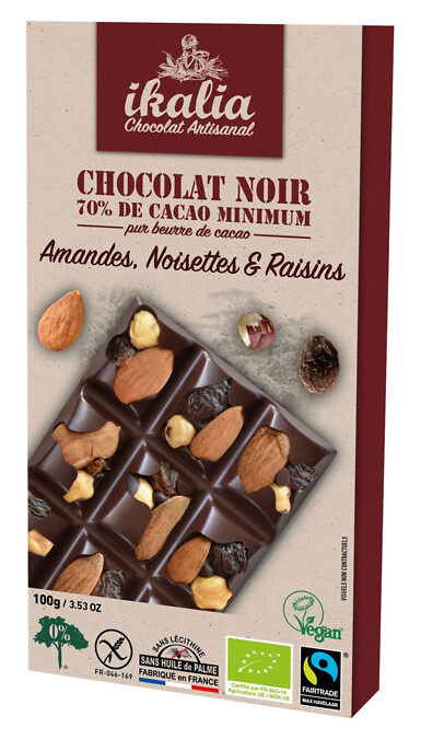 Chocolat noir amande raisin noiset 100g