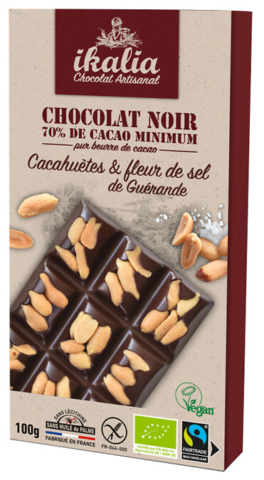 Chocolat noir 70% cacahuè fleur sel 100g Chocolat noir 70% cacahuè fleur sel 100g