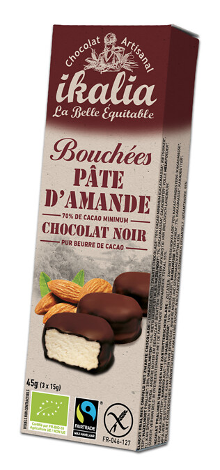 Bouchée choco noir pâte d'amande (3) 45g Bouchée choco noir pâte d'amande (3) 45g