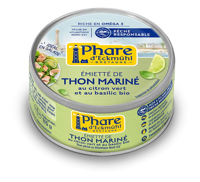 Thon germon miettes citron basilic 115g Thon germon miettes citron basilic 115g