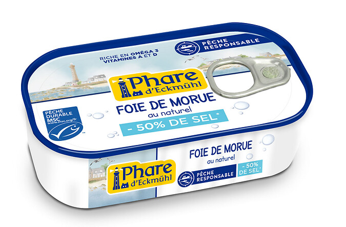 Foie de morue au naturel hyposodé 121g Foie de morue au naturel hyposodé 121g