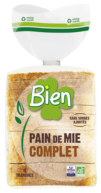 Pain de mie farine complète tranché 500g Pain de mie farine complète tranché 500g