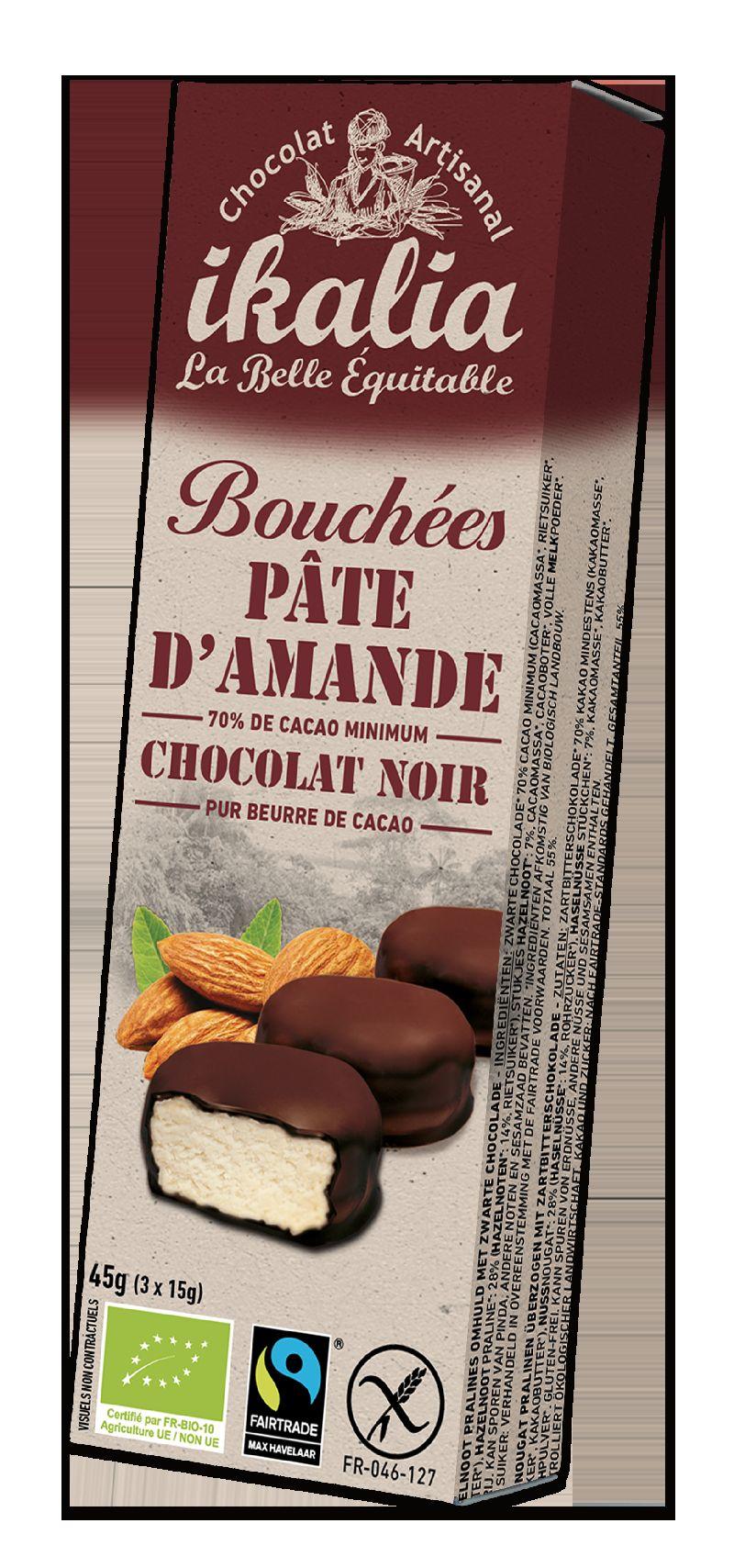 Bouchée choco noir pâte d'amande (3) 45g Bouchée choco noir pâte d'amande (3) 45g