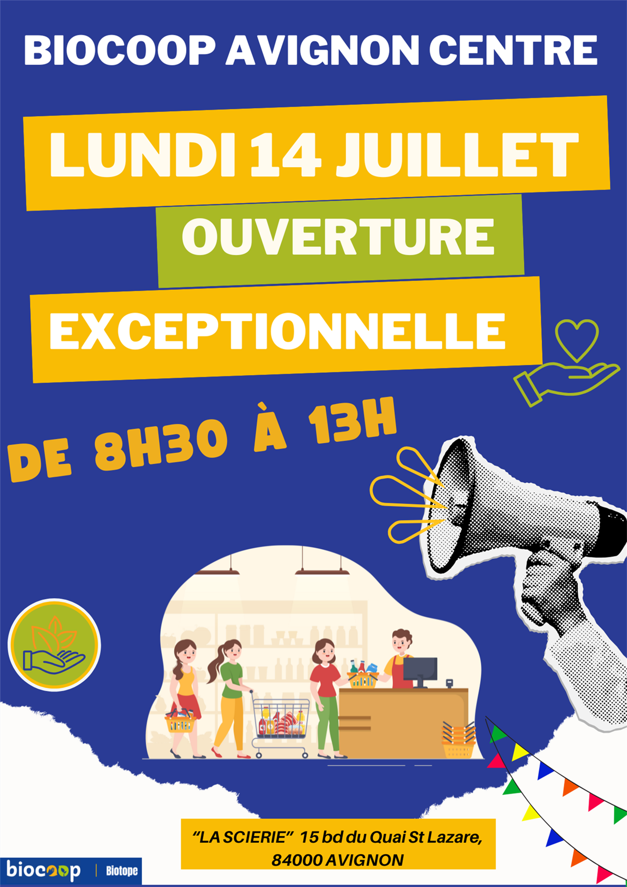 OUVERTURE EXCEPTIONNELLE LUNDI 14 JUILLET DE 8h30 à 13h🥳