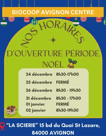 Nos horaires exceptionnels période noël 🎉