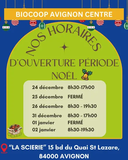 Nos horaires exceptionnels période noël 🎉